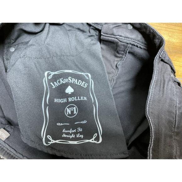 JACK OF SPADES Jeans Men's 36x30 Black High Roller Denim Straight Leg - Picture 8 of 13